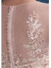 Beaded Cap Sleeves Blush Pink Lace Tulle Evening Dress